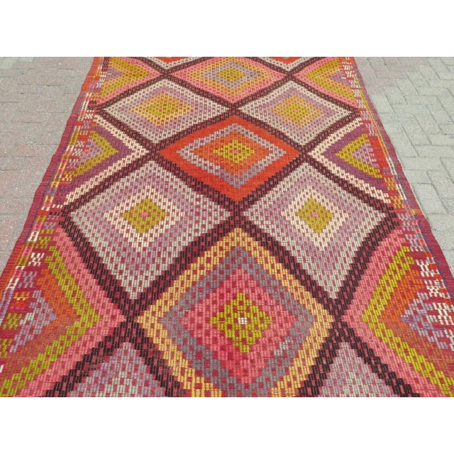 Mid-Century Modern 1960s Bohemian Kilim Rug - 67"x110" For Sale - Image 3 of 13