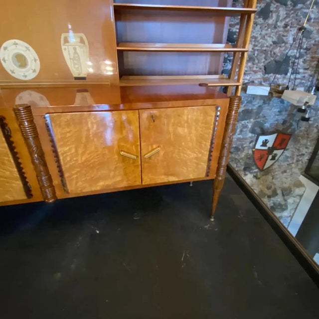 Wood 1950s Mid-Century Modern Hand-Carved Wood Italian Sideboard by Pier Luigi Colli For Sale - Image 7 of 12