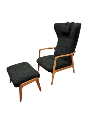 Set of Vintage Lounge Chair with Ottoman