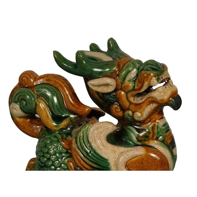 Vintage Chinese Ceramic Glaze KiLim Statuary - a Pair For Sale - Image 4 of 9