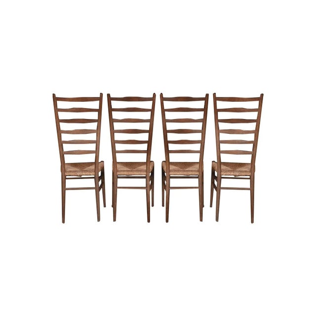 1960s Vintage Gio Ponti Style Italian Ladder Back Chairs - Set of 4 For Sale In Baltimore - Image 6 of 11