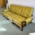 Mid-Century Modern Vintage Olive Colored Vinyl and Walnut Three Seater Sofa For Sale - Image 3 of 12