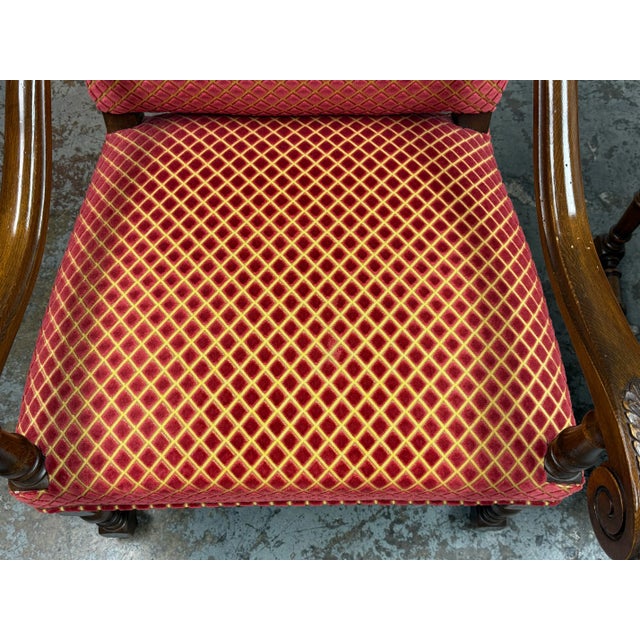 Red Vintage Louis XIII Style Throne Chairs, Pair For Sale - Image 8 of 12