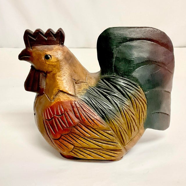 1970s 1970s Vintage Rustic European Farmhouse Boho Chic Resting Wood Carved Chicken Figurine. For Sale - Image 5 of 10