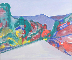 Swedish Artist, Coloristic Modernist Landscape, 1965, Oil on Canvas