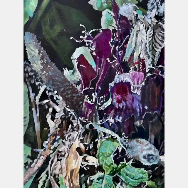 1990s Pat Berger Realist Botanical Still Life Acrylic Painting “Jungle Medley” 1999 For Sale - Image 5 of 12