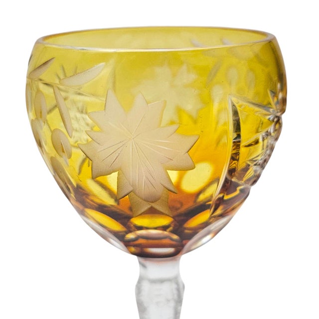 Late 20th Century Livānu Stikls Amber Hand-Cut Crystal Wine Goblet, Latvia, Late 20th Century 8" For Sale - Image 5 of 10