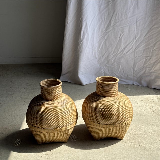Indonesian Wickerwork Jar Basket For Sale - Image 15 of 18