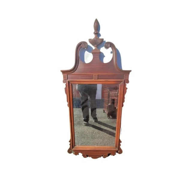 Early 1900s Chippendale Mahogany Dressing Desk Vanity With Mirror For Sale In Washington DC - Image 6 of 12