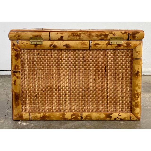 Vintage Burnt Tortoise Shell Rattan Trunk For Sale In Kansas City - Image 6 of 10