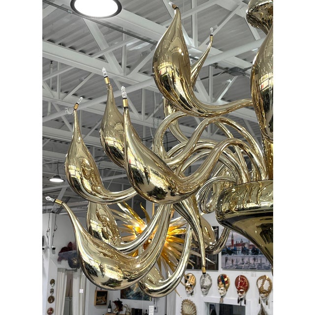 Gold Lu Murano Glass Chandelier by Fornasier For Sale - Image 8 of 9