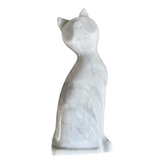 Mid 20th Century Carrara Marble Abstract Cat Sculpture For Sale