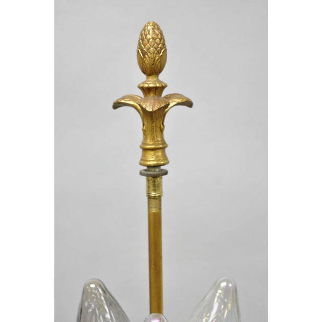 Antique Art Deco Brass & Green Onyx Paw Foot Victorian Pole Floor Lamp For Sale - Image 10 of 15