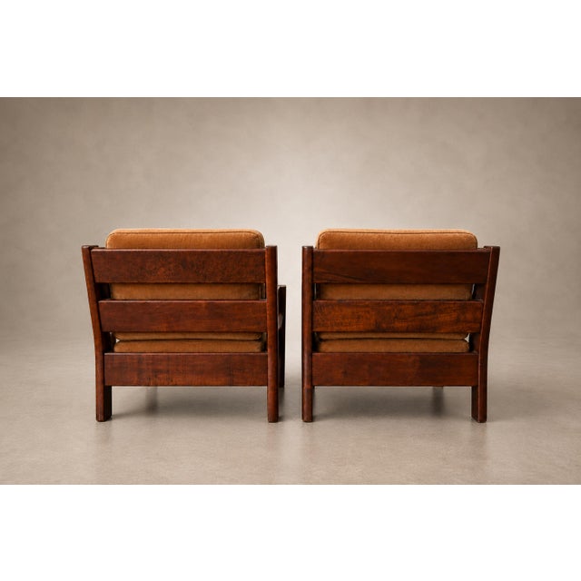 Brazilian Modern Armchair in Imbuia Wood and Cognac Velvet, Brazil, 1960s For Sale - Image 13 of 18
