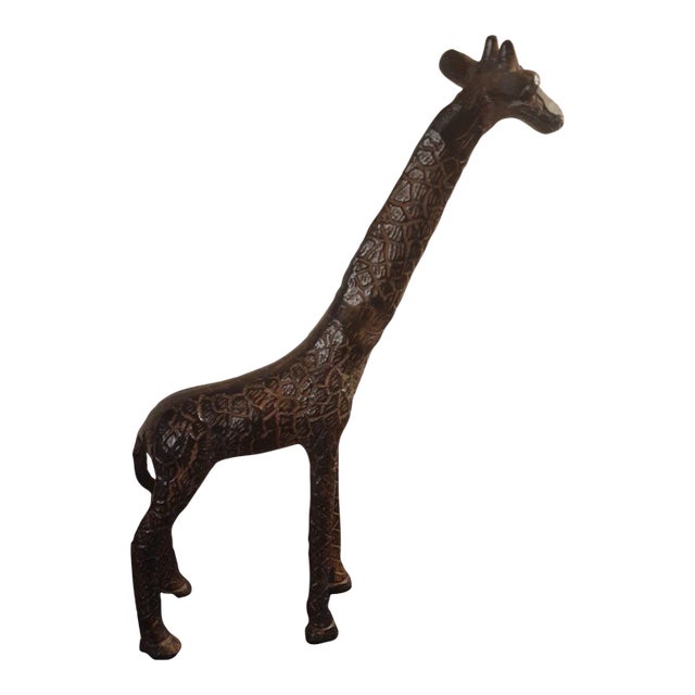 Vintage Hammered Bronze Giraffe Figurine For Sale
