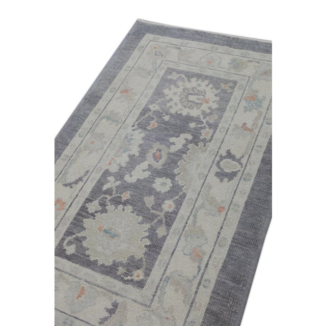 Gray Handwoven Turkish Oushak Rug 3'1" X 5'1" For Sale In Houston - Image 6 of 7