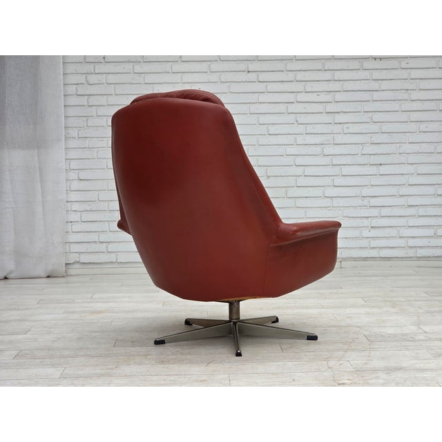 Danish Swivel Armchair in Furniture Leather by H.W. Klein for Bramin, 1970s For Sale - Image 12 of 18