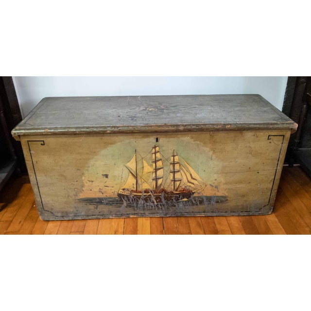 We are selling this great looking paint decorated blanket chest. This blanket chest appears to originally have had...