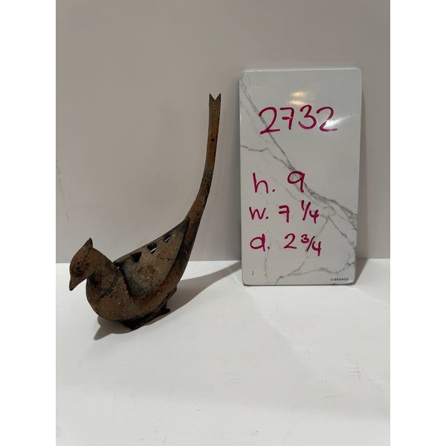 Mid Century Japanese Cast Iron Koro Bird Incense Burner Sculptural Pheasant For Sale - Image 9 of 9