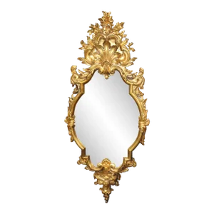 Exceptional Large Solid Bronze French Louis XV Style Dore' Finished Wall Mirror