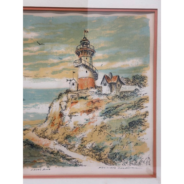 1980s 1980s "Lands End" Original Painting Serigraph of a Lighthouse Signed and Numbered by Frances Caldwell For Sale - Image 5 of 14
