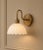Handcrafted Brass Wall Sconce With Scalloped Opal Glass Shade, Bedroom Wall Lamp For Sale - Image 4 of 8