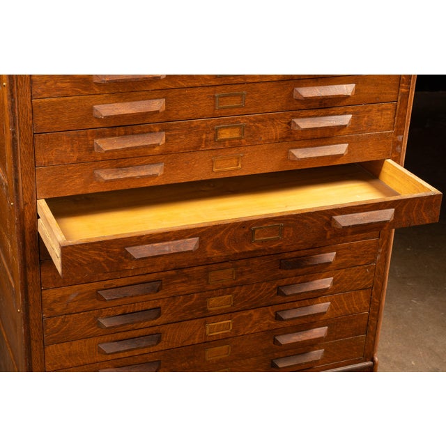 Early 20th Century Large Antique Tiger Oak Flat File For Sale - Image 5 of 12