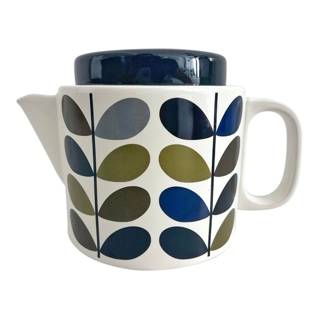 Orla Kiely Teapot Multi Stem in Khaki Marine Print For Sale