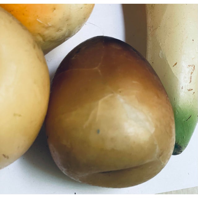 Vintage Wax Fruit Grouping in an Anchor Hocking Panel Grape Milk Glass Bowl - 15 Piece Set For Sale - Image 10 of 12