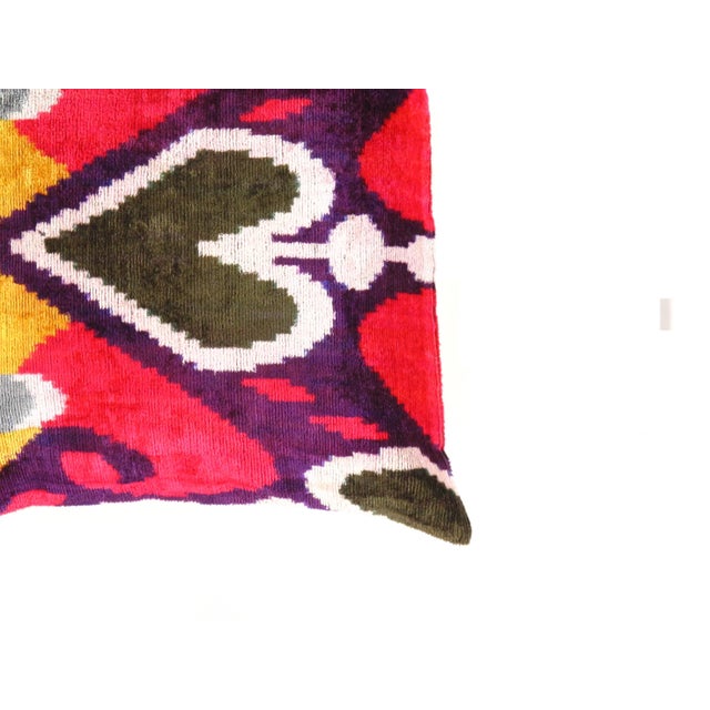 Contemporary Contemporary Silk Velvet Ikat Pillow For Sale - Image 3 of 5