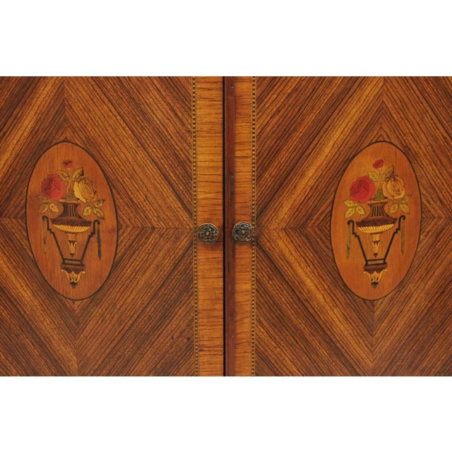 1900 - 1909 Early 1900s French Louis XV Style Rouge Marble Top Demilune Commode Cabinet With 5 Drawers For Sale - Image 5 of 12