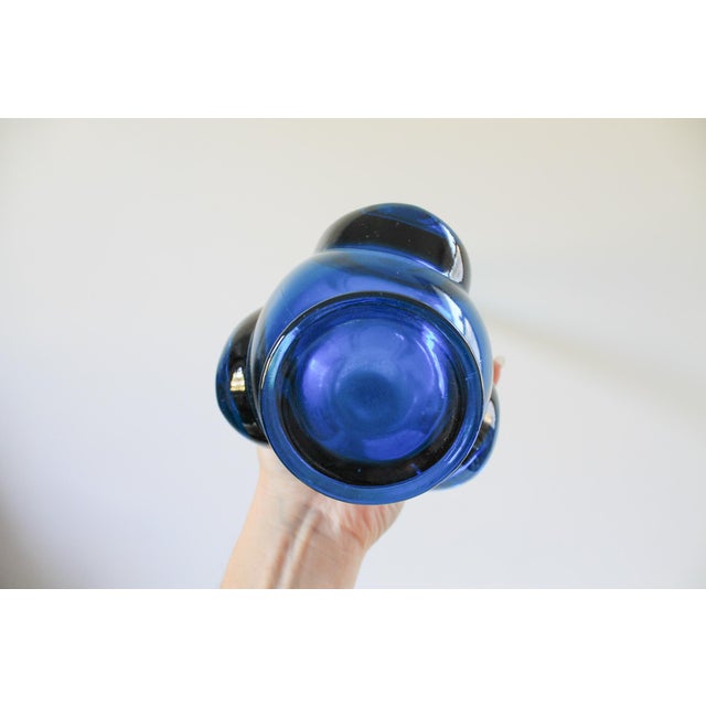 Mid 20th Century Vintage Viking Blue Drape Swung Tall Art Glass Vase For Sale - Image 5 of 10