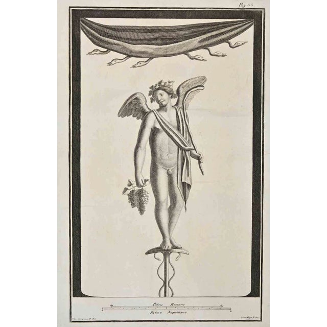 Vincenzo Campana, Ancient Roman Fresco Herculaneum, Etching, 18th Century For Sale