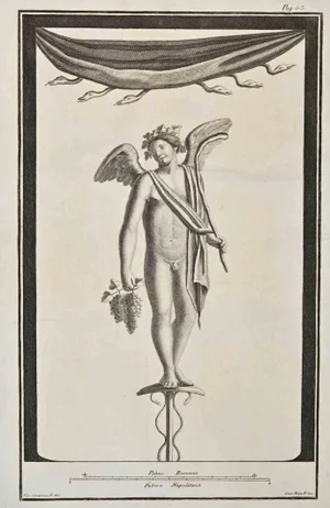 Vincenzo Campana, Ancient Roman Fresco Herculaneum, Etching, 18th Century