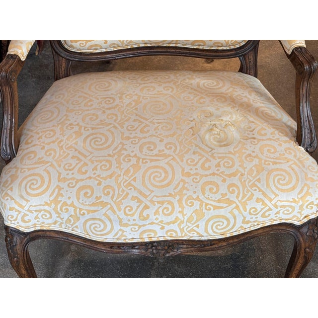 19th Century Pair of 19th Century French Armchairs With Carved Floral Crests For Sale - Image 5 of 12