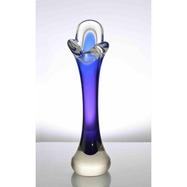Vintage Blue Glass Vase, Italy, 1970s For Sale - Image 3 of 5