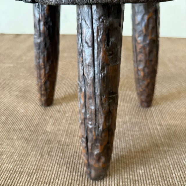 Vintage Reclaimed Pine Side Table – Walnut For Sale - Image 4 of 8