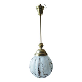 Czech Art Deco Pendant with Opaline Glass Shade, 1930s For Sale