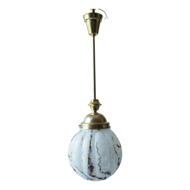 Czech Art Deco Pendant with Opaline Glass Shade, 1930s For Sale
