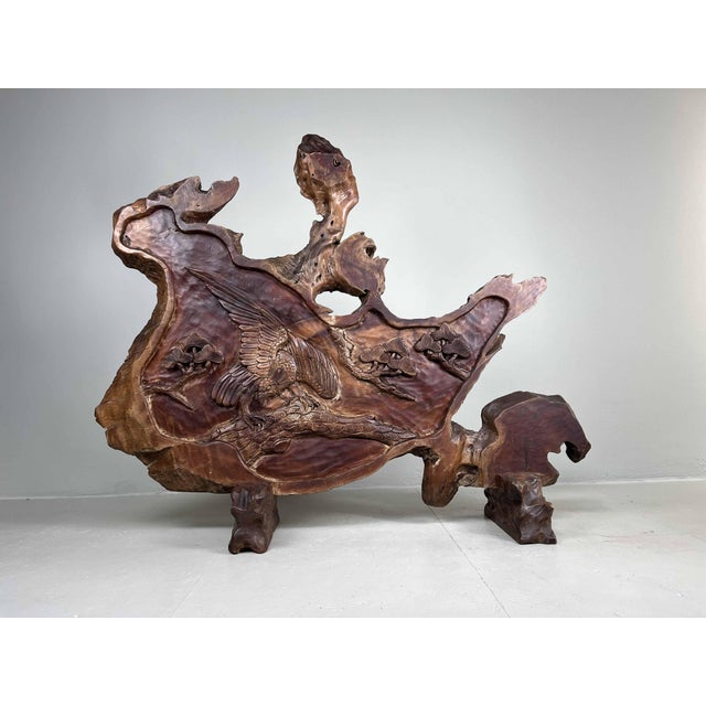 Japanese Carved Tsuitate in Rootwood For Sale - Image 5 of 18