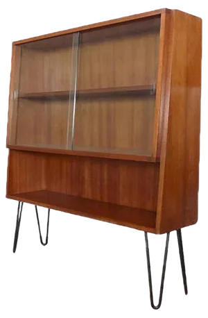 Vintage Showcase Cabinet with Shelf and Glass Sliding Doors