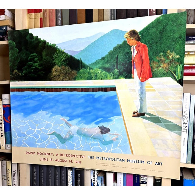 Paper David Hockney Portrait of an Artist (Pool With Two Figures) Original 1988 Retrospective the Metropolitan Museum of Art Poster For Sale - Image 7 of 11