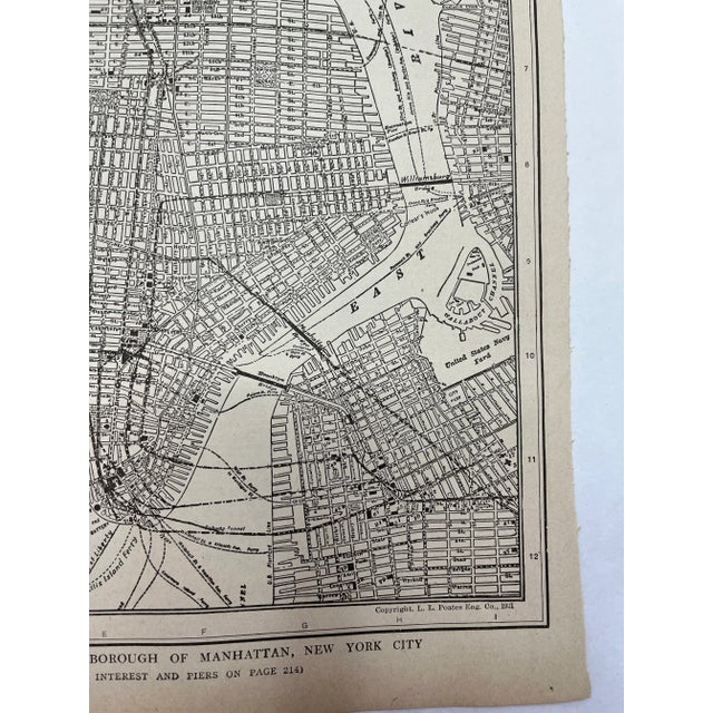 American Antique 1920s Southern Manhattan New York City Map For Sale - Image 3 of 6