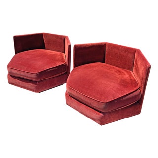 Mid Century Modern Vintage Pair Chairs in Milo Baughman Style Design For Sale