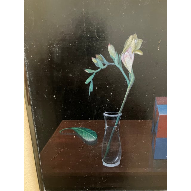 Really well painted and cool surreal still life. The artist is a mystery. It is dedicated on the back and dated 1984 and...