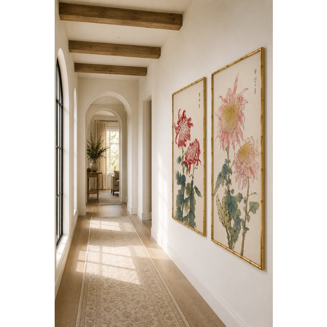 Paper Crimson & Blush Diptych – Vintage Japanese Botanical Prints (Set of 2), 24" X 36" For Sale - Image 7 of 8