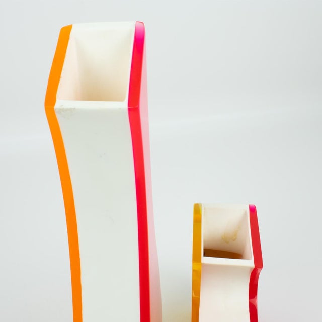 Villeroy & Boch Neon Color-block Lucite Vase, a pair, circa 1990 For Sale - Image 9 of 11