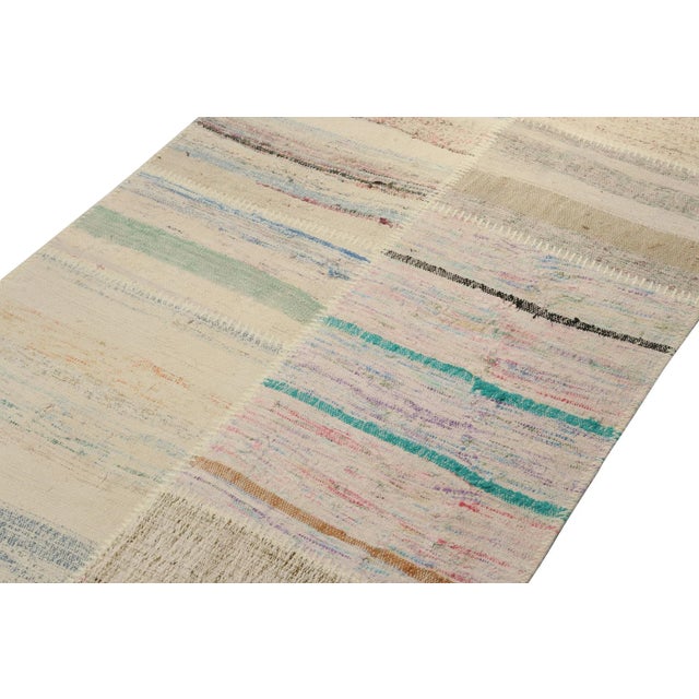 Rug & Kilim Rug & Kilim’s Patchwork Kilim Rug in Polychromatic Stripes For Sale - Image 4 of 7
