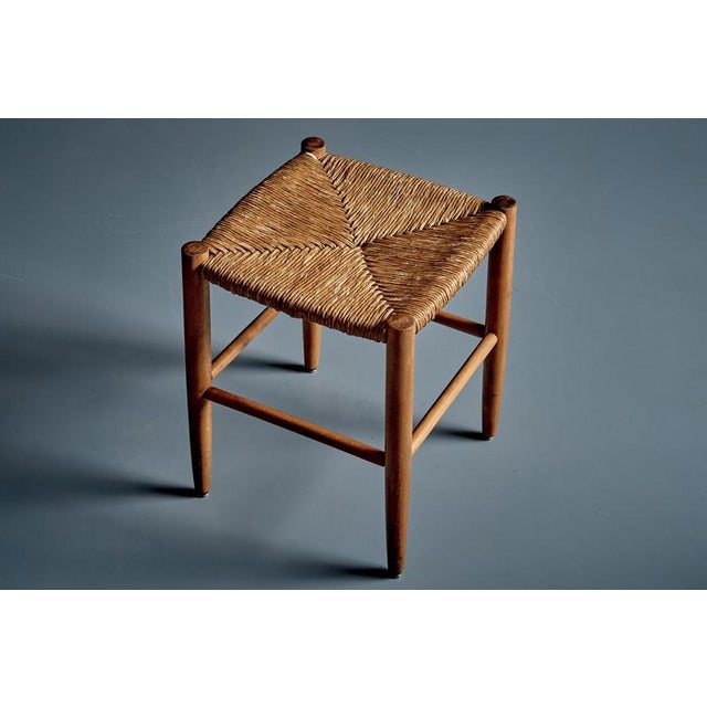 Beechwood Stools with Woven Rush Seats, France, 1950s, Set of 2 For Sale - Image 4 of 14