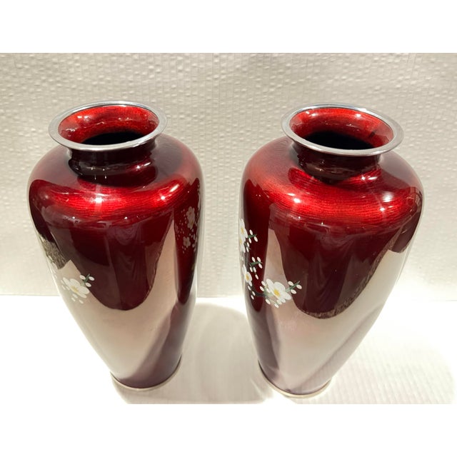 Red Pigeon or Ox Blood Silver Rimmed Vases Ginbari For Sale In Miami - Image 6 of 8